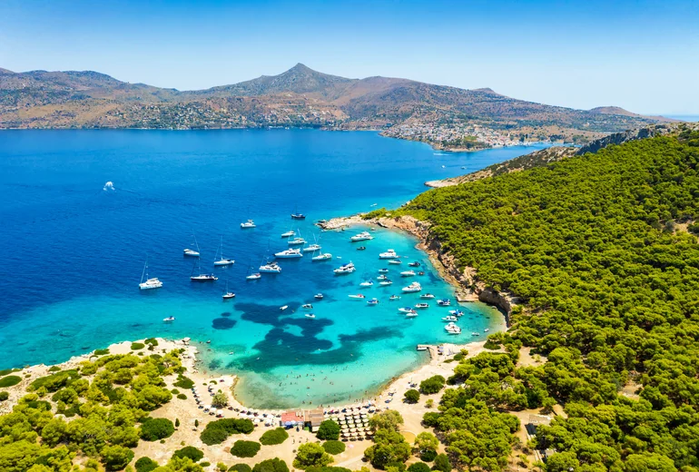 Greek island village with traditional architecture
